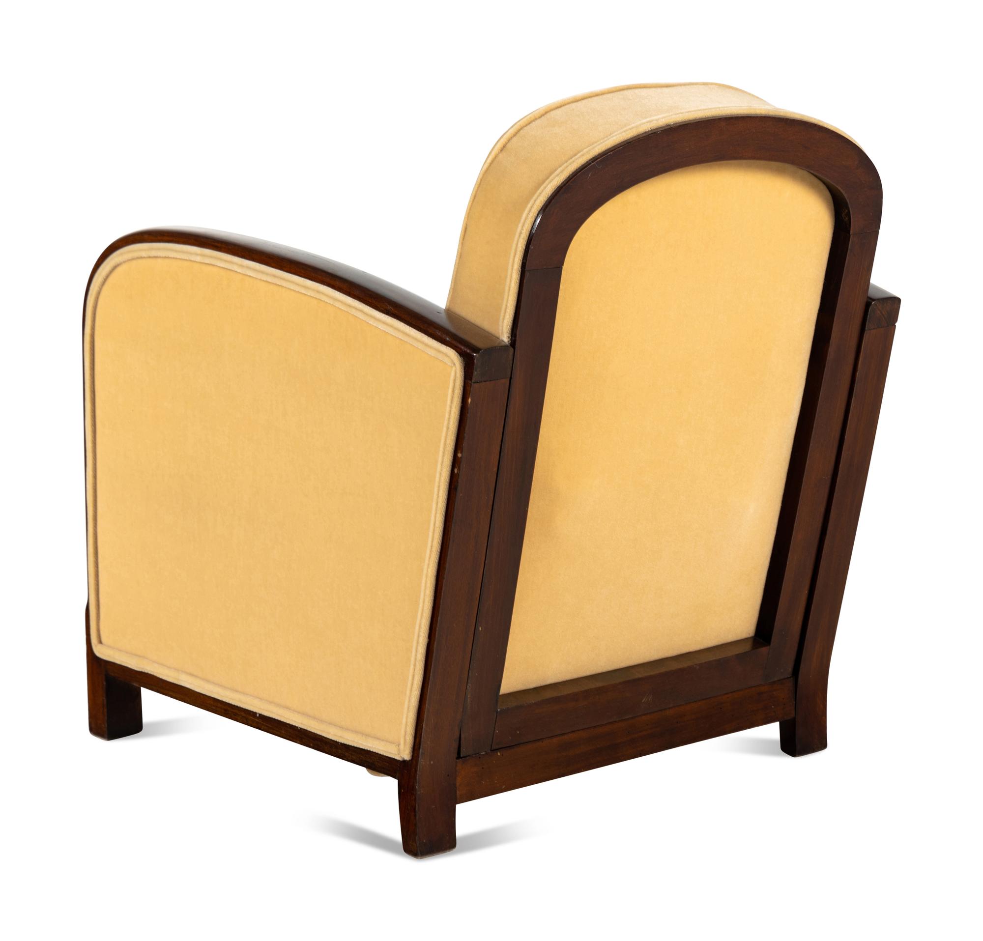 Mahogany and Mohair Armchair, c. 1930 France