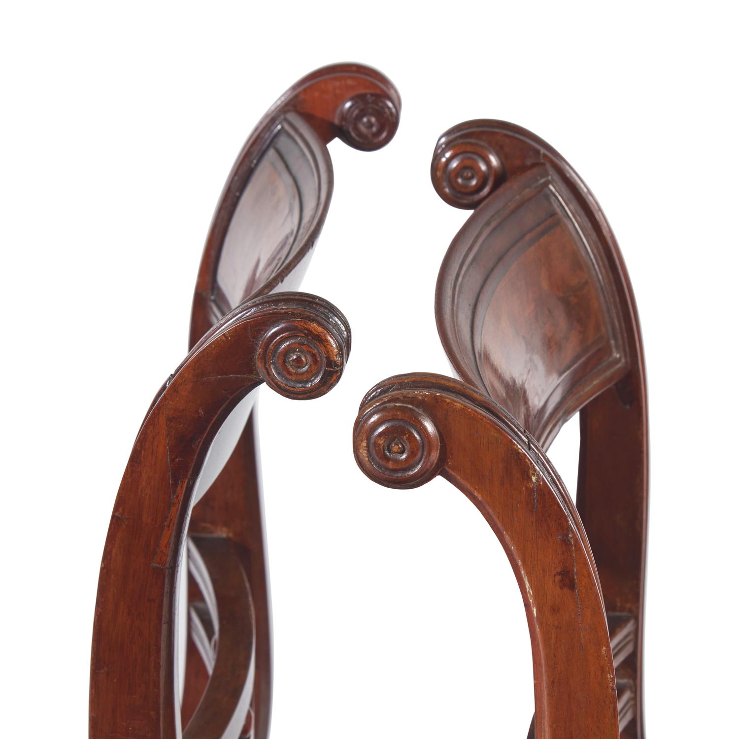 A Pair of Classical Mahogany Klismos Side Chairs