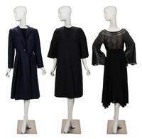 Three Pauline Trigère Items: Two Coats, One Dress, 1980s