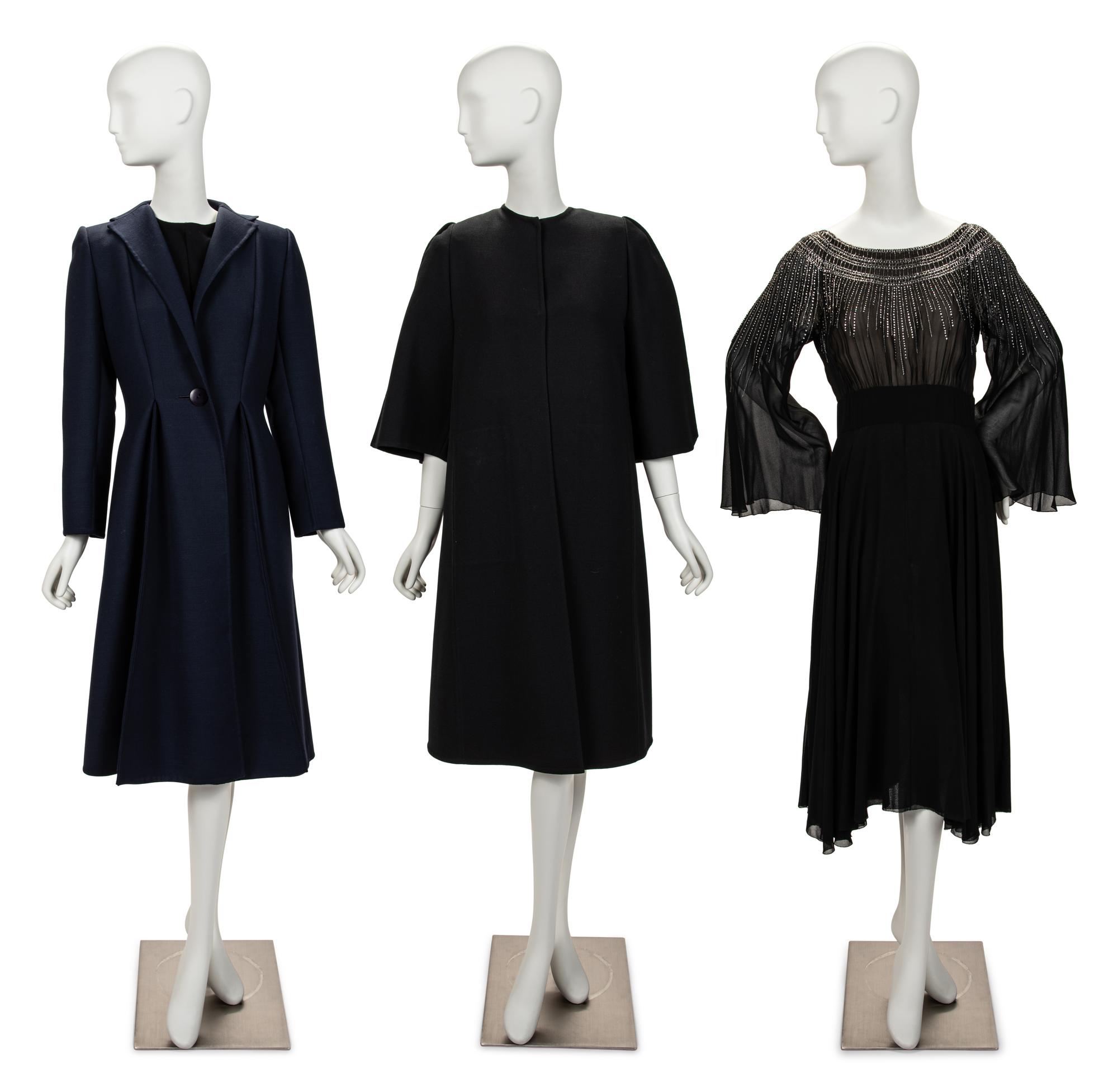 Three Pauline Trigère Items: Two Coats, One Dress, 1980s