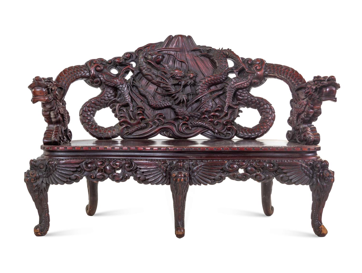 Two Chinese and Japanese Export Carved Hardwood Armchairs