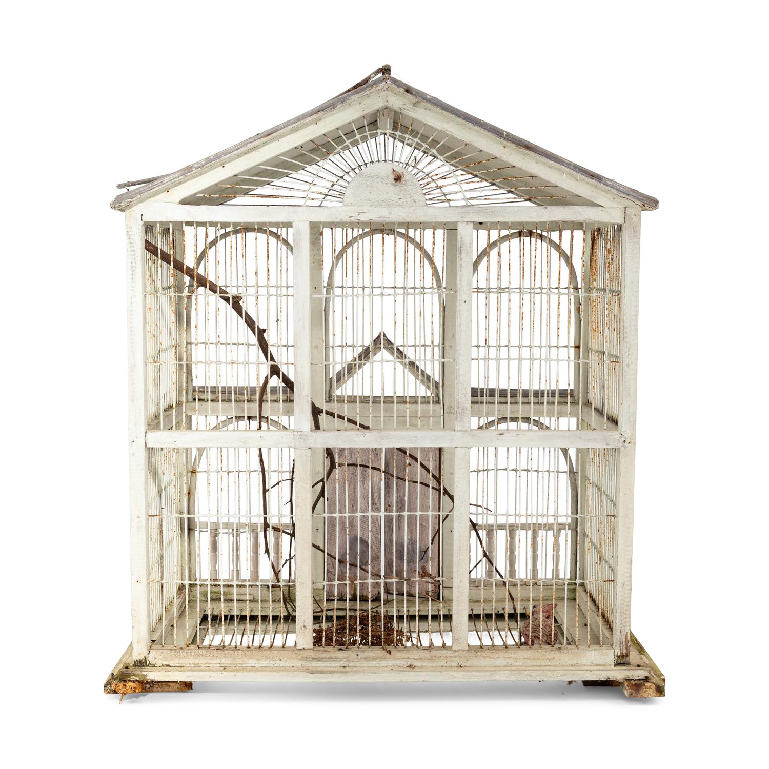 A Victorian Style White-Painted Birdcage