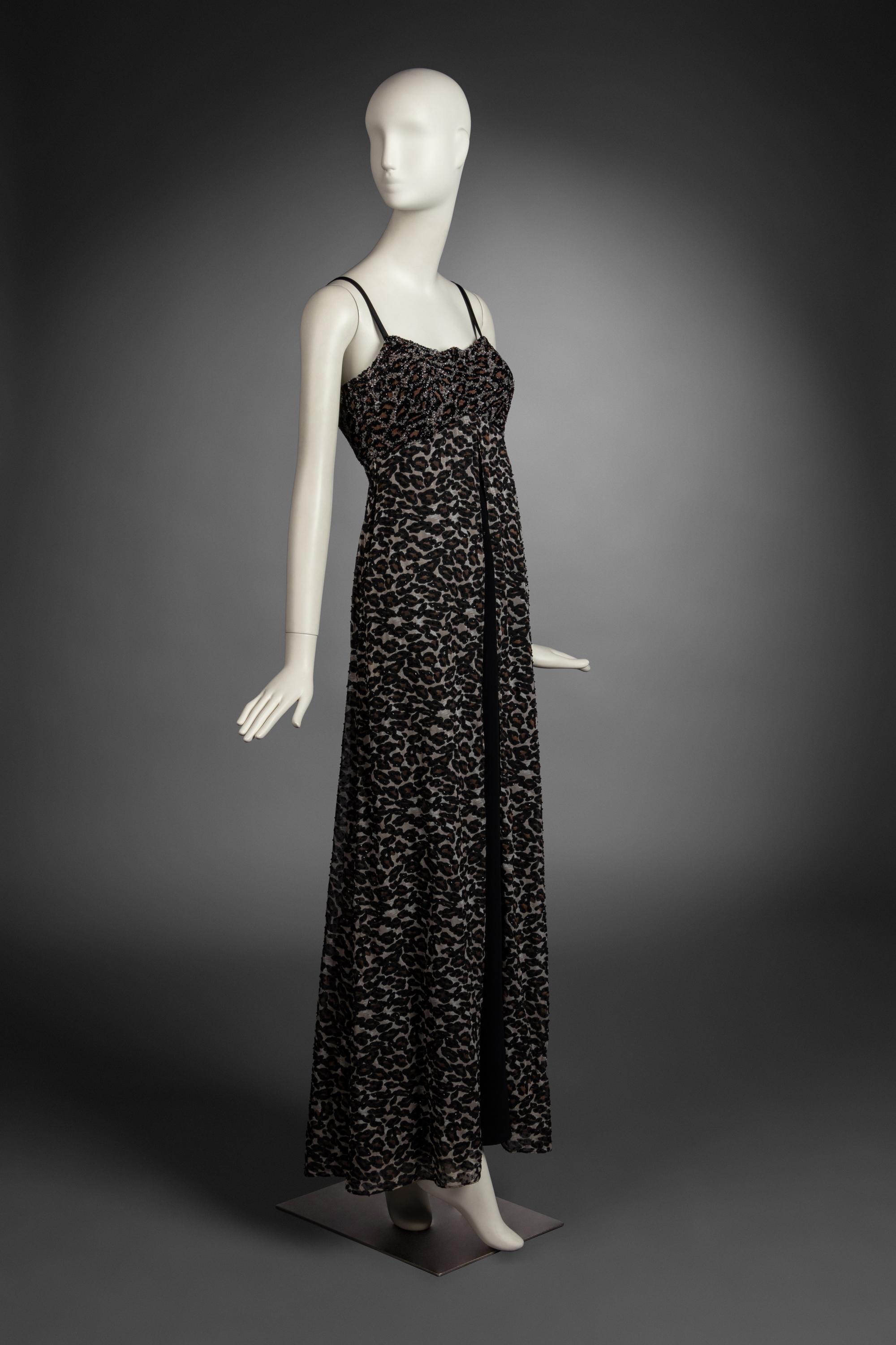 Bob Mackie Beaded Leopard Print Dress, 1990s