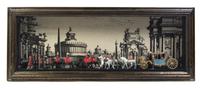 Three Shadow Box Dioramas, Height 13 x width 33 x depth 5 inches.