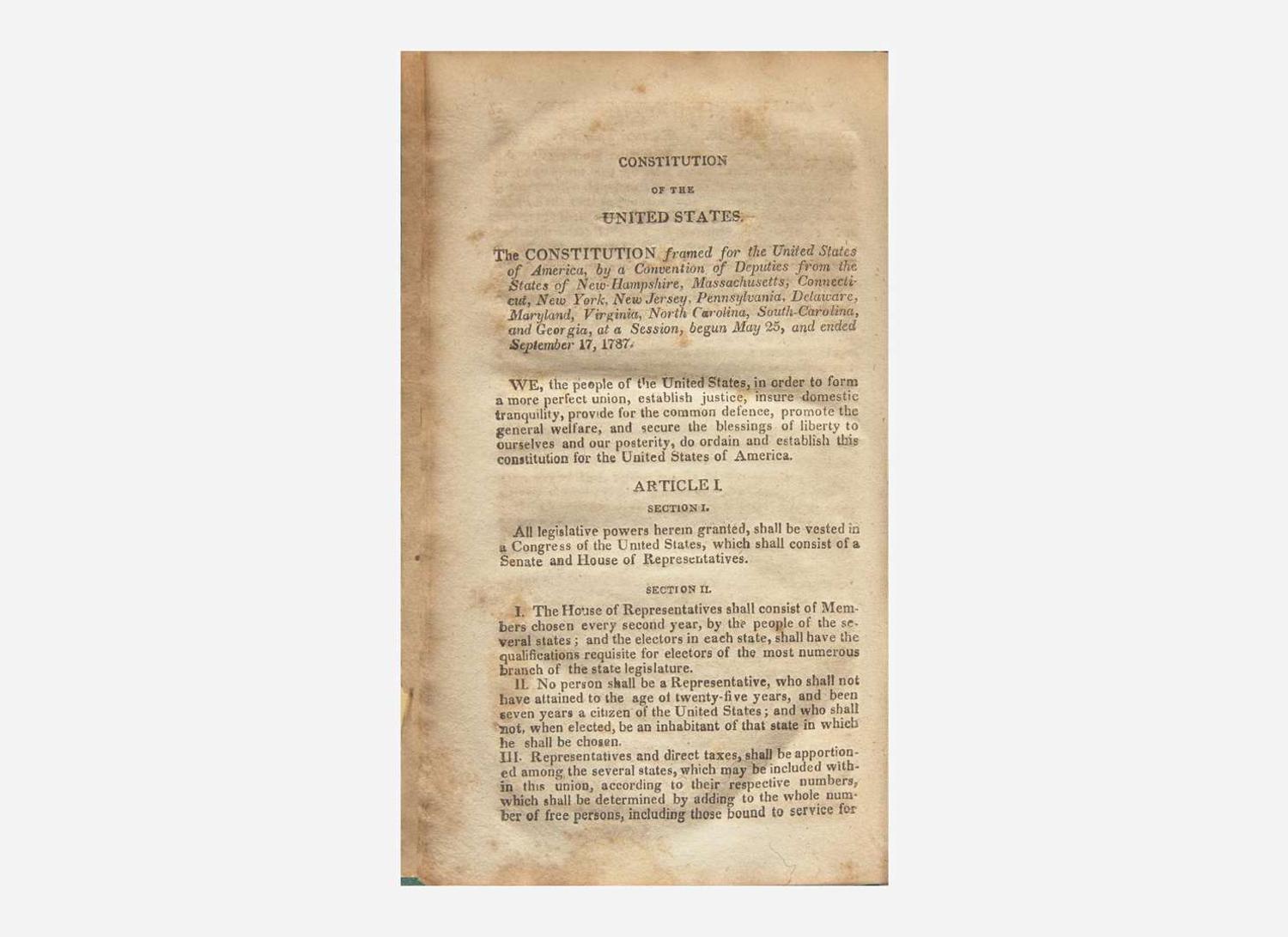 [Americana] The Constitutions of the United States; According to the Latest Amendments. To Which Are Prefixed The Declaration of Independence, The Federal Constitution and The Bill of Rights of the State of Virginia