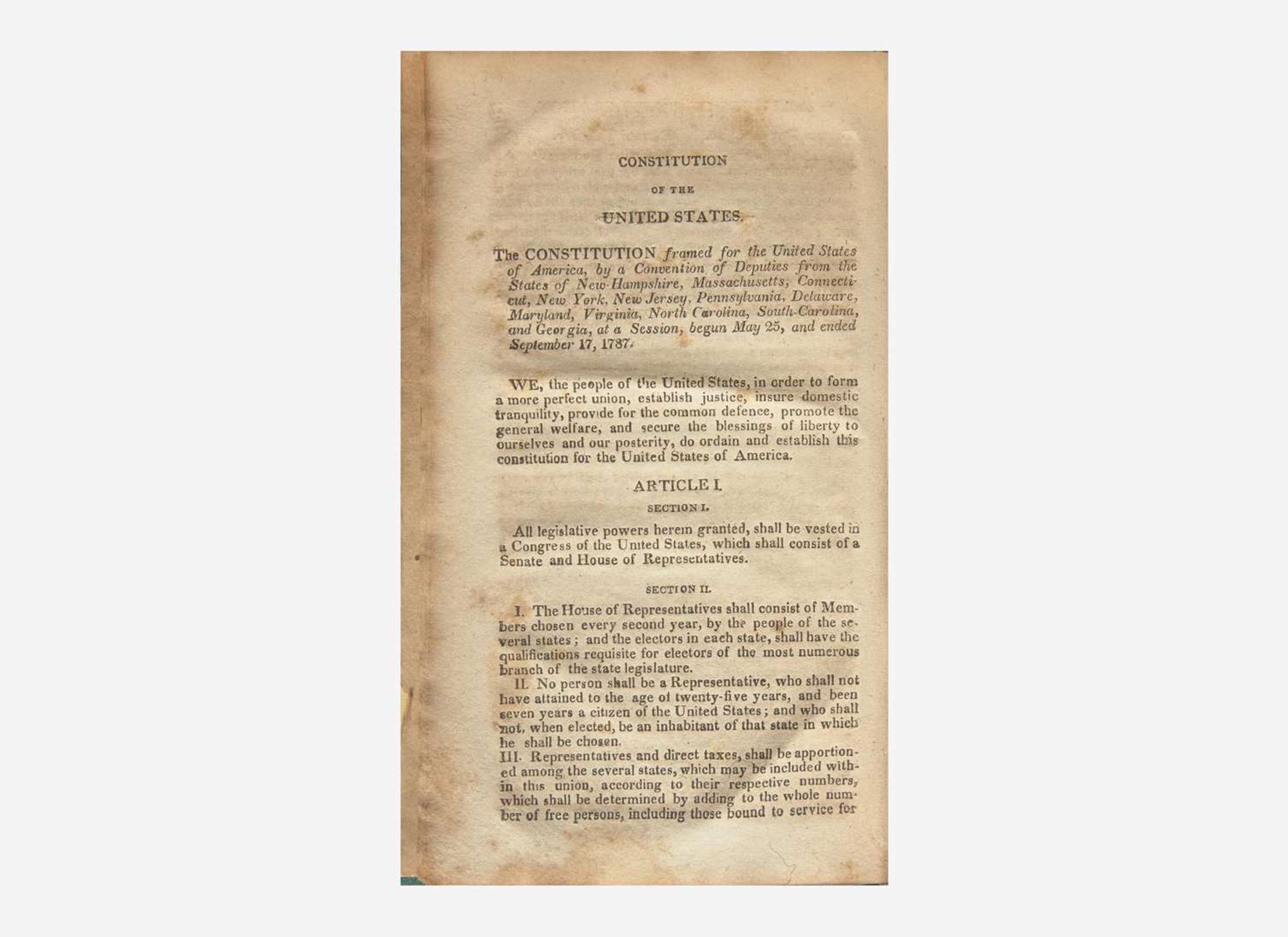 [Americana] The Constitutions of the United States; According to the Latest Amendments. To Which Are Prefixed The Declaration of Independence, The Federal Constitution and The Bill of Rights of the State of Virginia