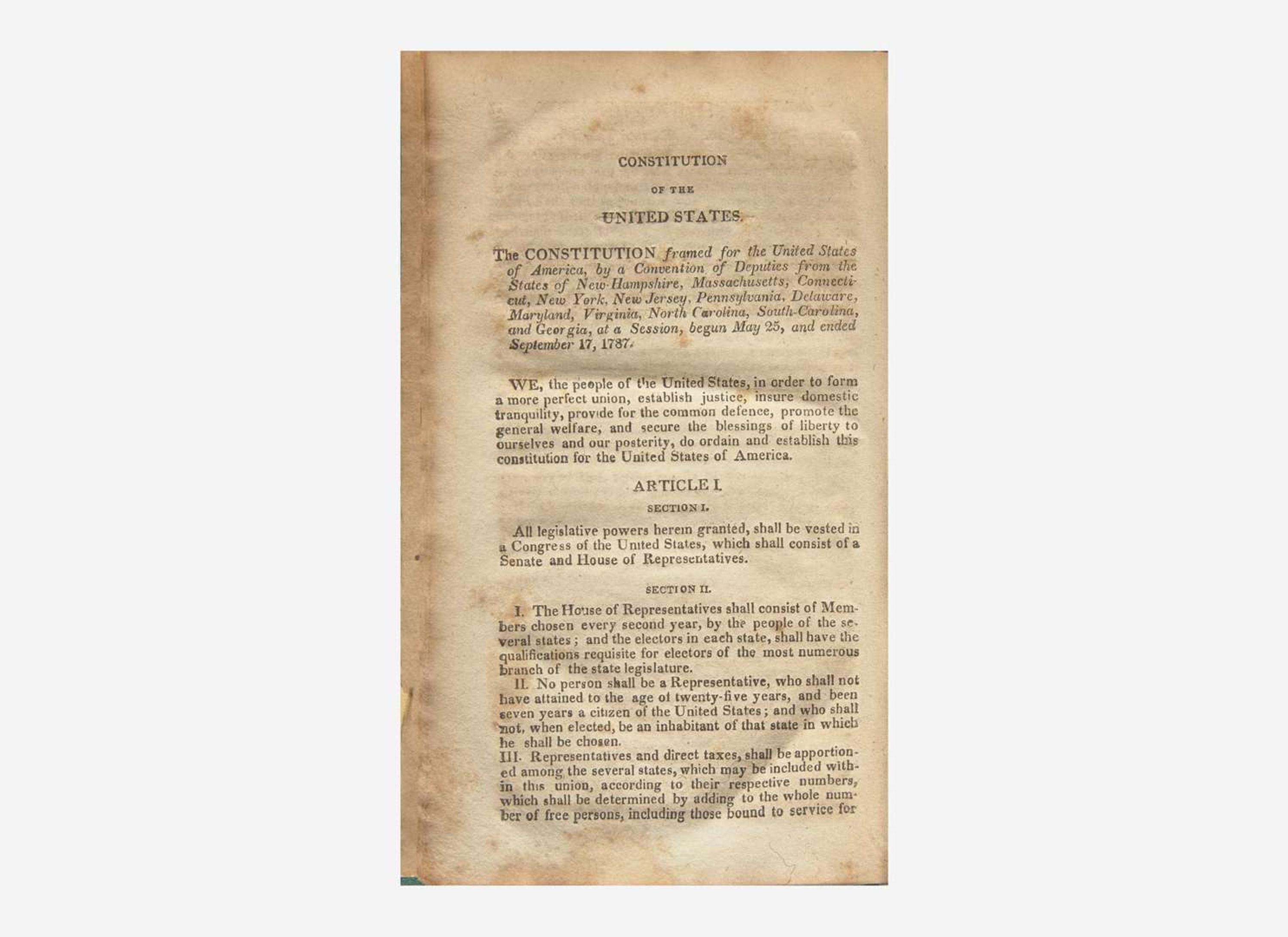 [Americana] The Constitutions of the United States; According to the Latest Amendments. To Which Are Prefixed The Declaration of Independence, The Federal Constitution and The Bill of Rights of the State of Virginia