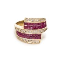 RUBY AND DIAMOND BYPASS RING