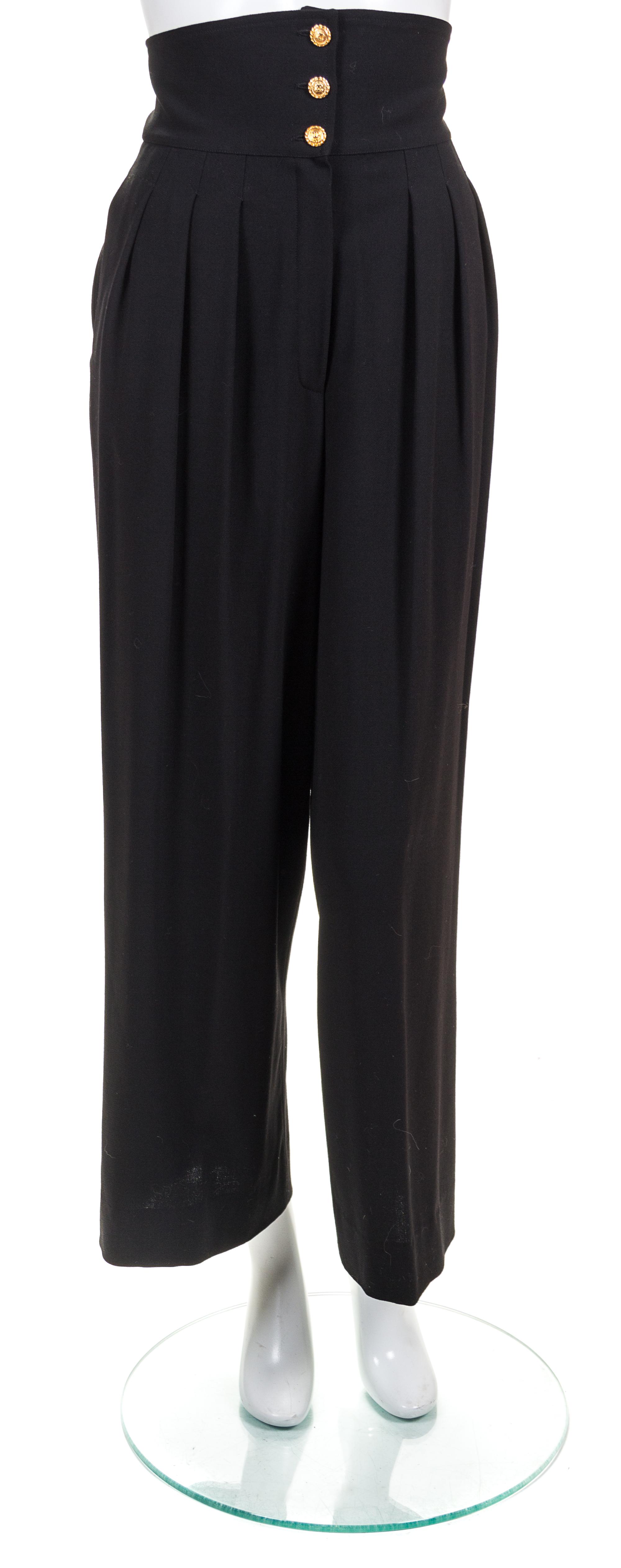 A Pair of Chanel Black Wool Pleated Pants,
