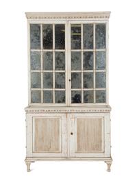A Gustavian Painted and Mirrored Glass Step Back Cabinet — Late 19th/Early 20th Century