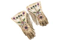 Pair of Plateau Area Beaded Gauntlets Length 15 x width 7 inches — Early 20th Century