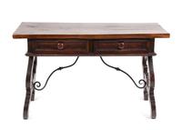 A Spanish Baroque Style Walnut Trestle Table Height 29 x width 49 1/4 x depth 24 1/2 inches.