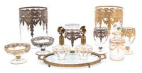 A Miscellaneous Group of Glass Vanity Items Height of waste can 9 1/4 inches. — 20TH CENTURY