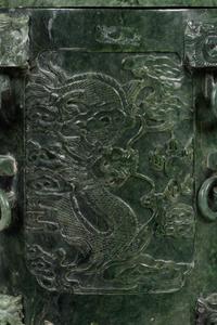 A Pair of Chinese Export Carved Hardstone Covered Vessels and Fitted Carved Hardwood Stands