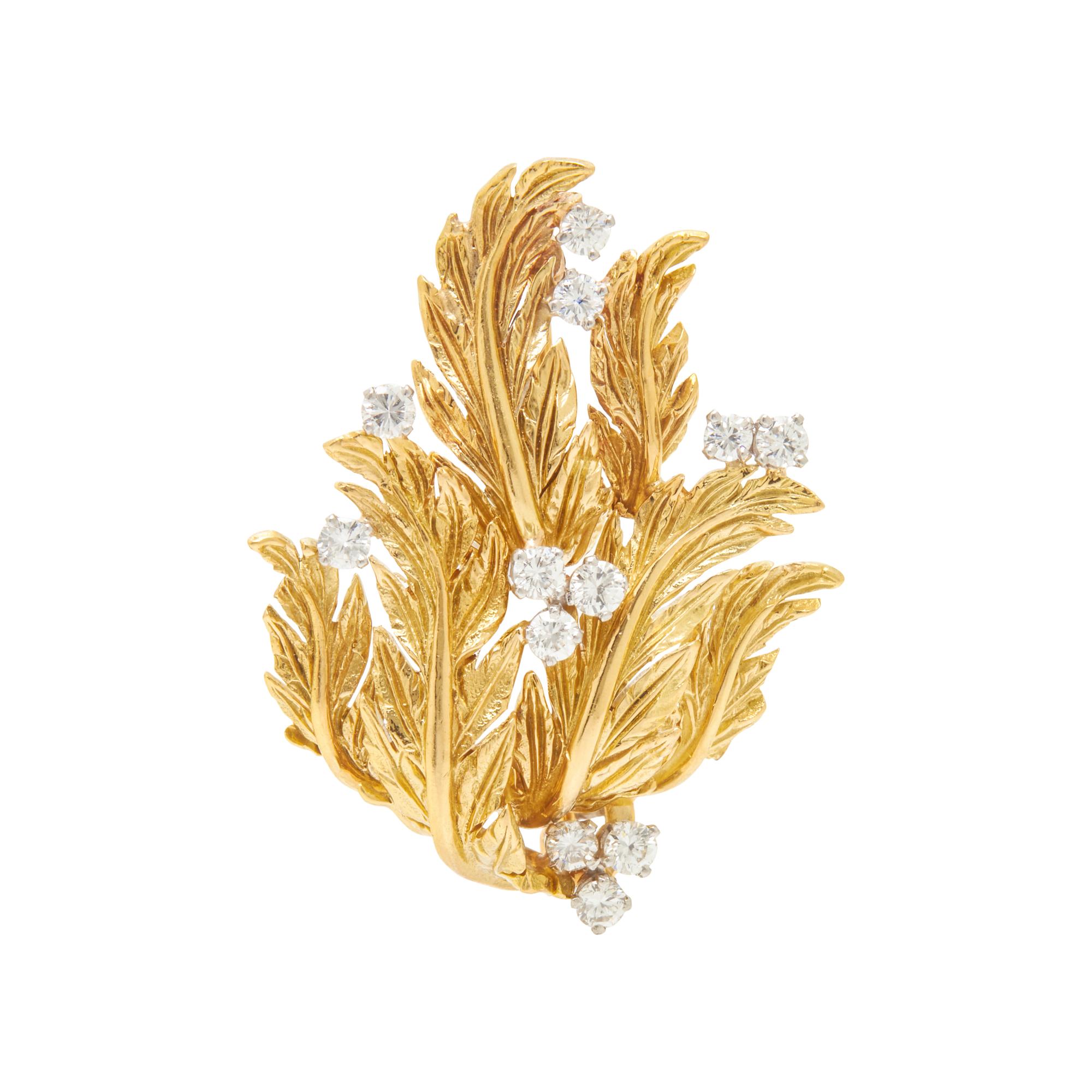 DIAMOND LEAF BROOCH