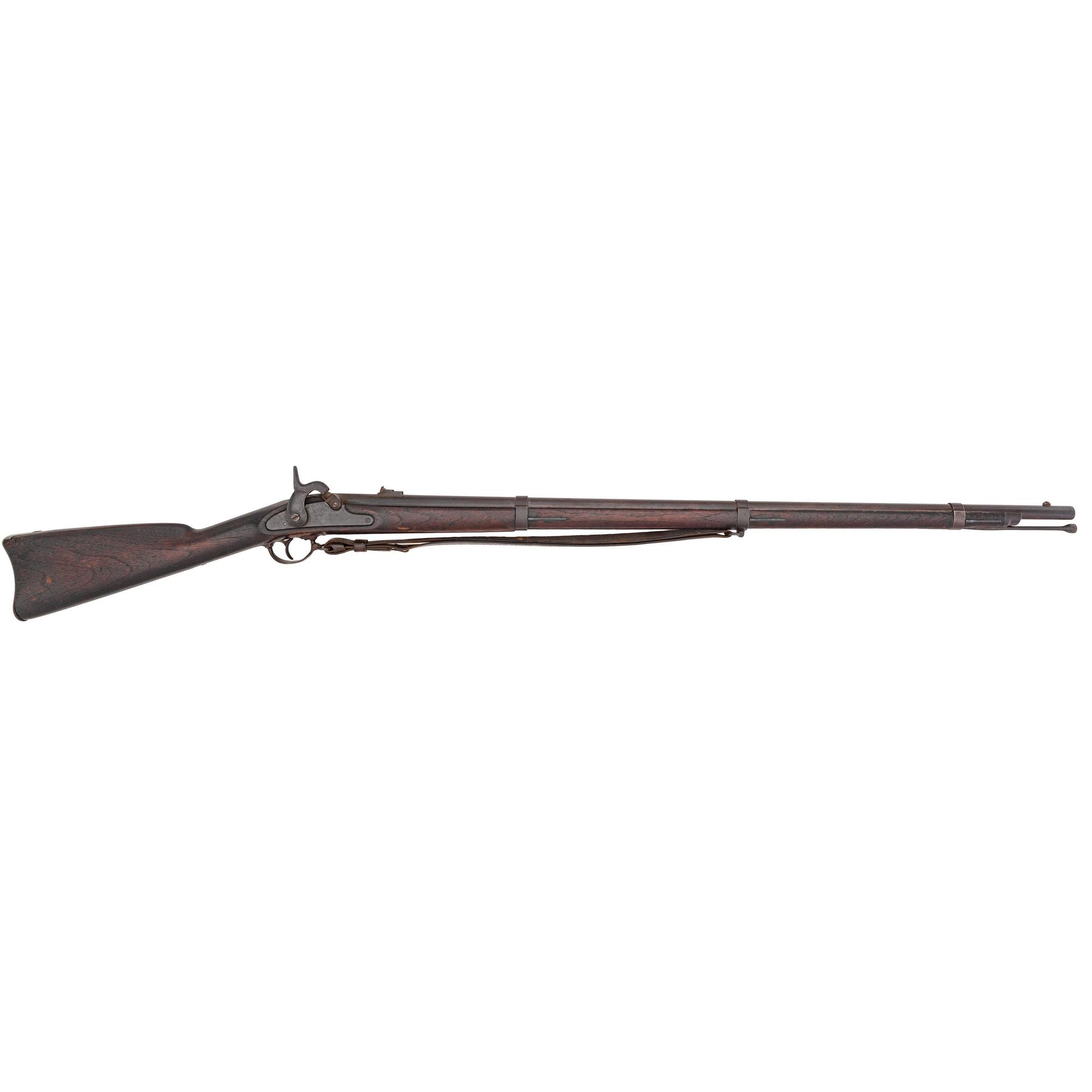 Model 1861 US Springfield rifle musket dated 1861 with bayonet and frog.