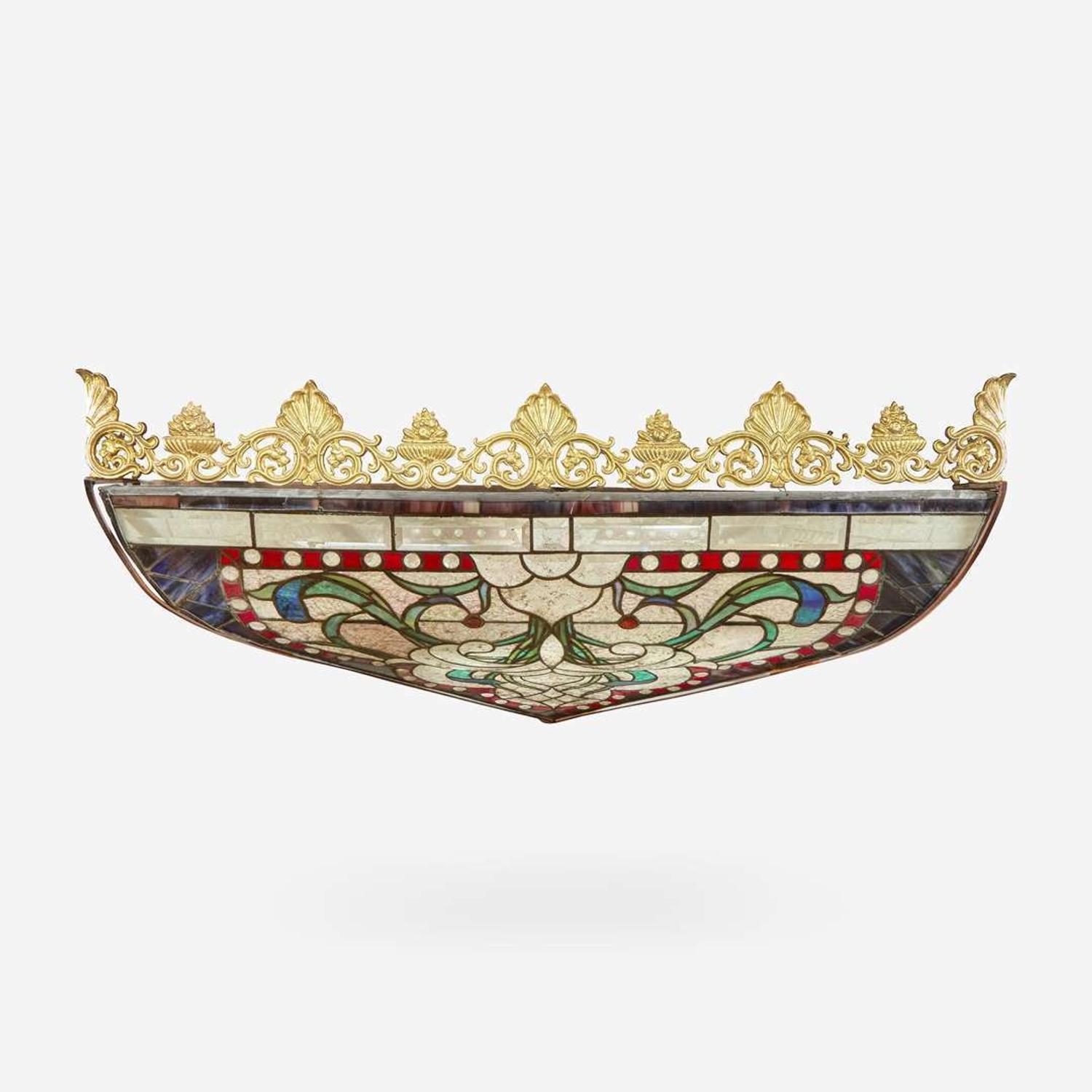 An Impressive Stained Lead Glass Ceiling Light Shade 20th century