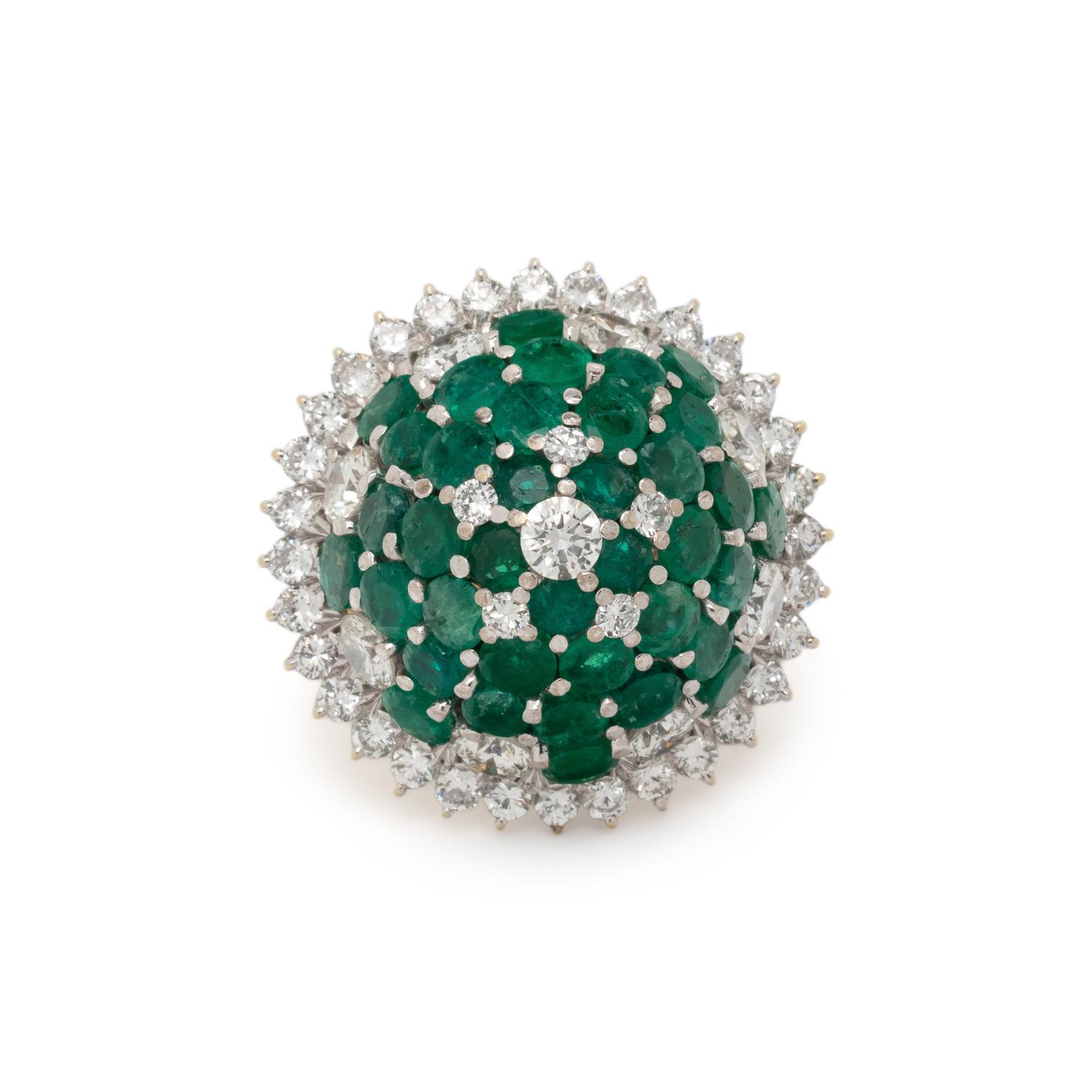 BICOLOR GOLD, EMERALD AND DIAMOND RING