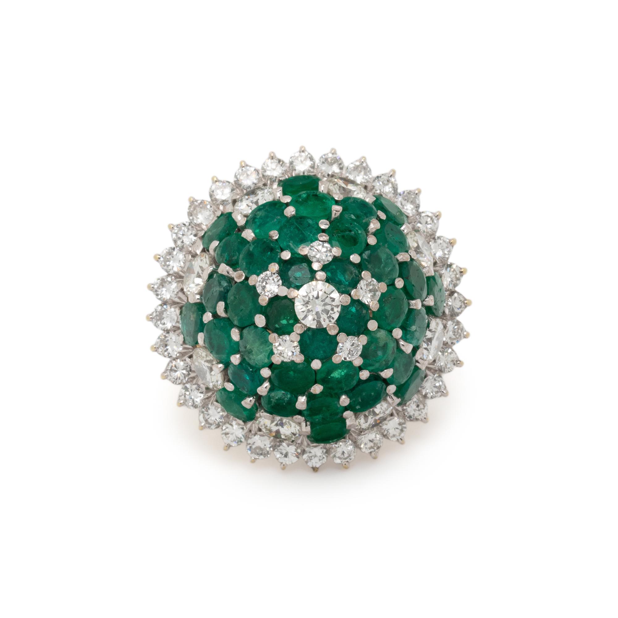 BICOLOR GOLD, EMERALD AND DIAMOND RING