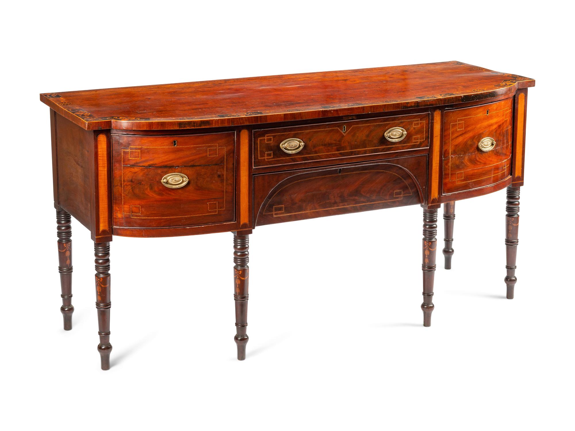 A George III Marquetry and Mahogany Sideboard