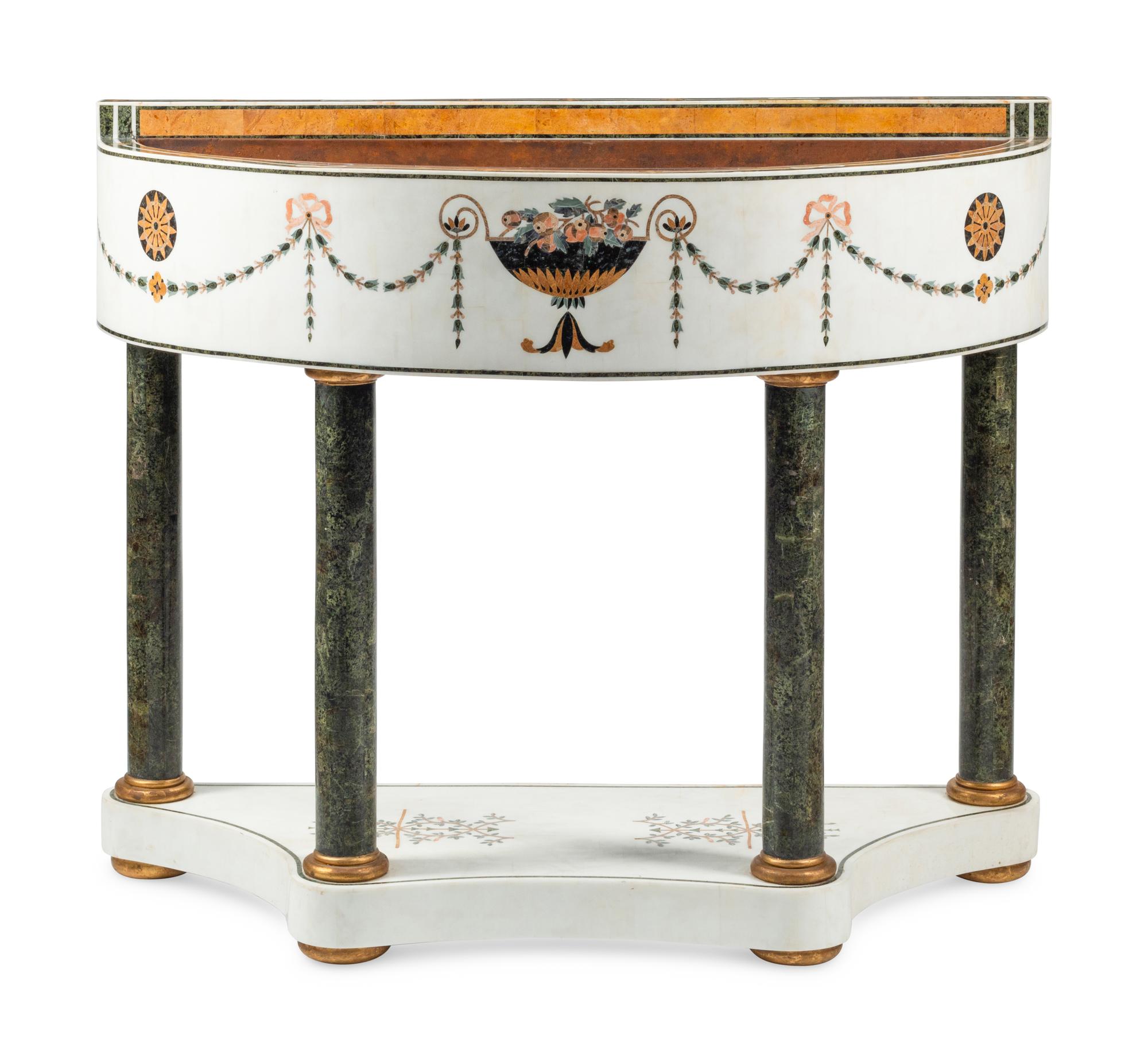 An Italian Marble and Pietra Dura Jardiniere with Liner
