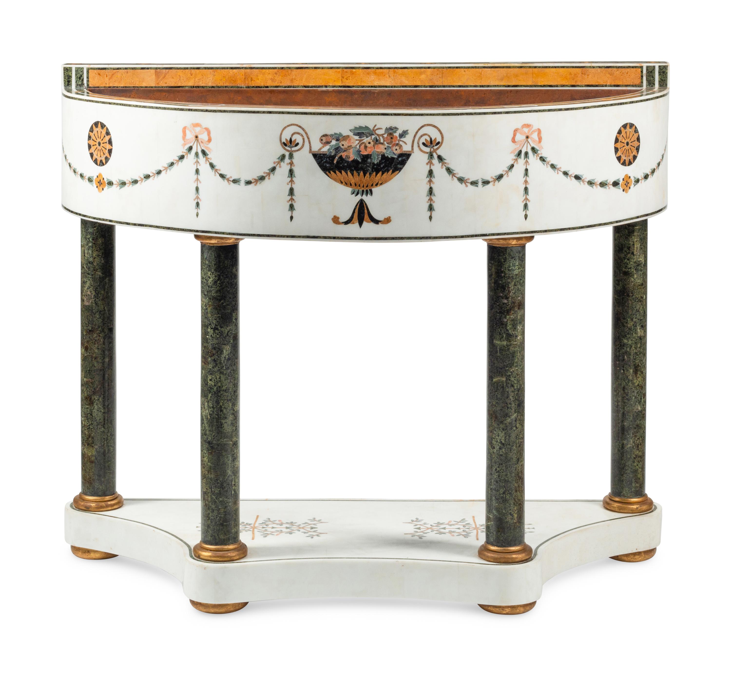 An Italian Marble and Pietra Dura Jardiniere with Liner
