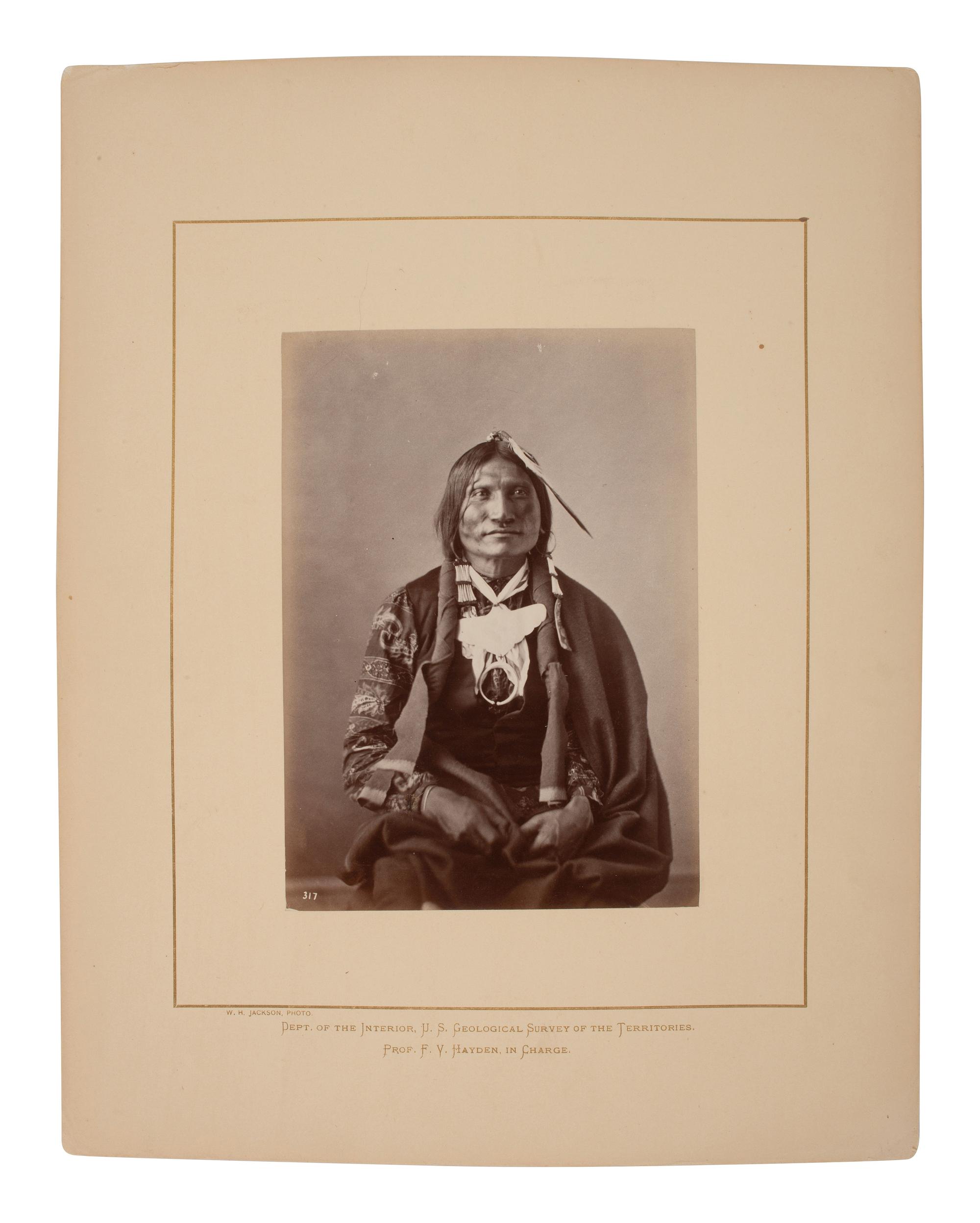 [GARDNER, Alexander (1821-1882), photographer]. Albumen photograph of Good Buffalo, Oglala Lakota. [Washington, DC, 1872].