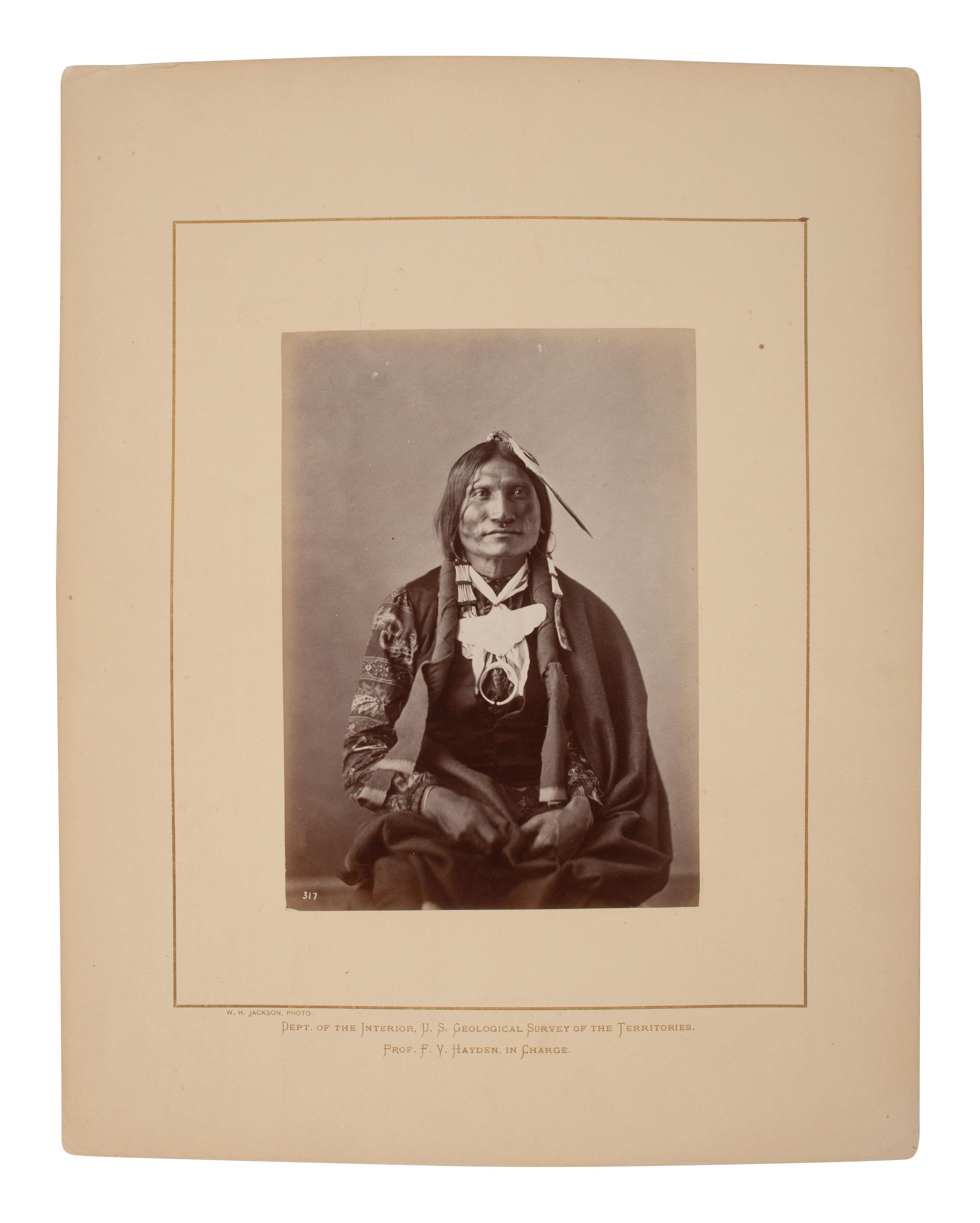 [GARDNER, Alexander (1821-1882), photographer]. Albumen photograph of Good Buffalo, Oglala Lakota. [Washington, DC, 1872].