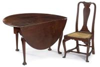 Queen Anne grain-painted rush seat side chair new england, 18th century