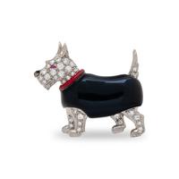 DIAMOND AND ENAMEL DOG MOTIF JEWELRY