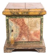 An Italian Faux Marble Painted Wood Pedestal Cabinet Height 34 x width 31 x depth 31 inches. — 18TH CENTURY