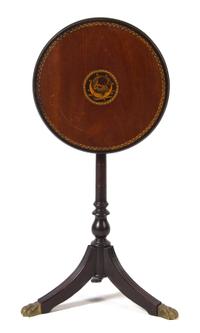 An American Marquetry Tilt Top Table Height 39 inches.