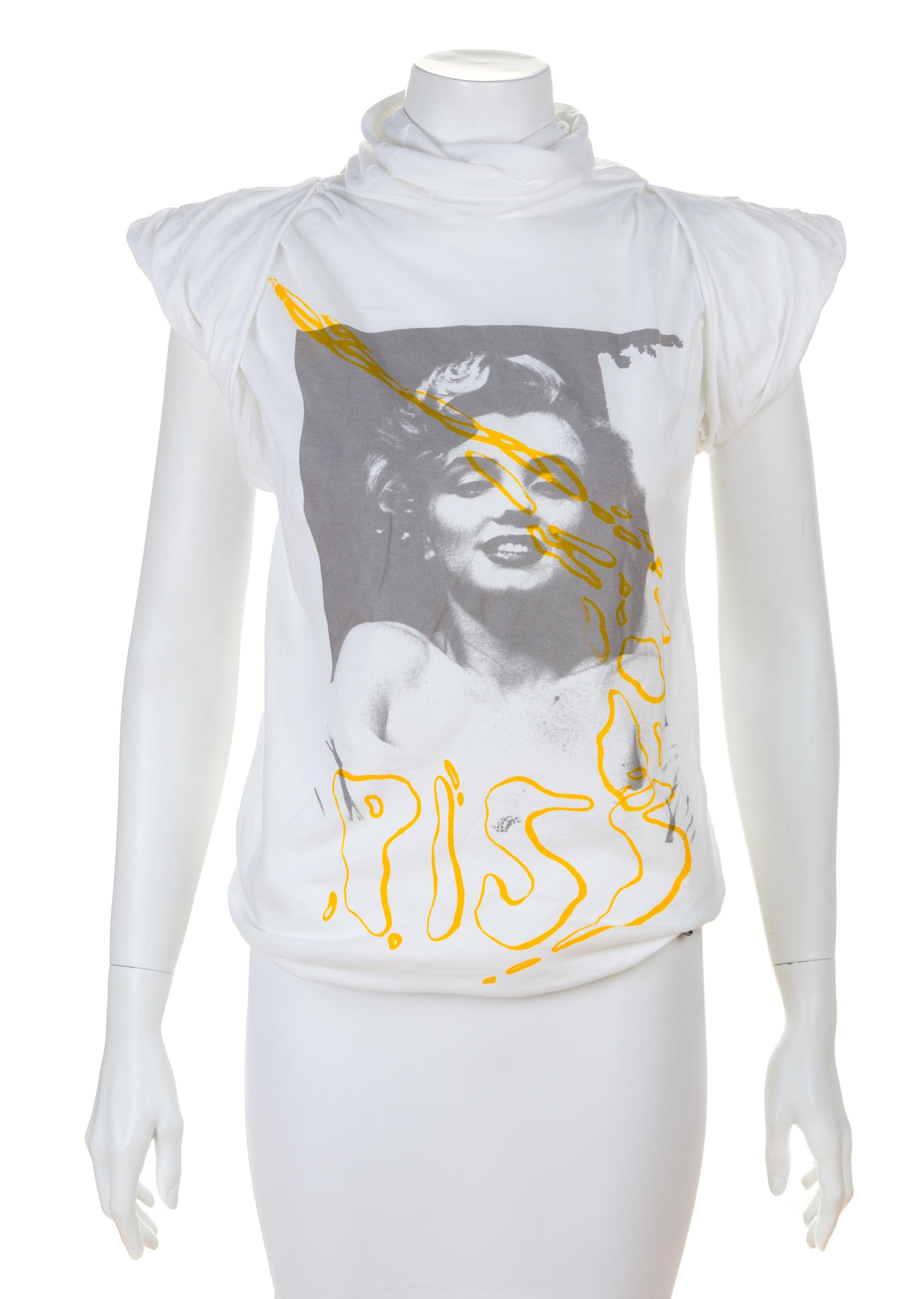 A Vivienne Westwood White Cotton "Piss Marilyn" Seditionaries Top, No size.