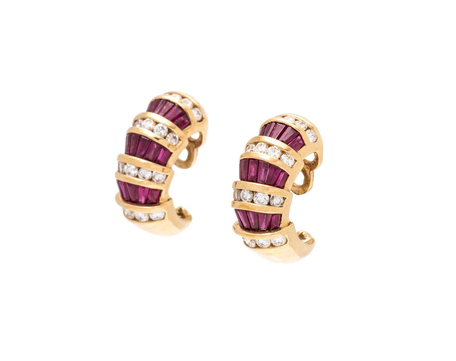 CHARLES KRYPELL, RUBY AND DIAMOND EARCLIPS