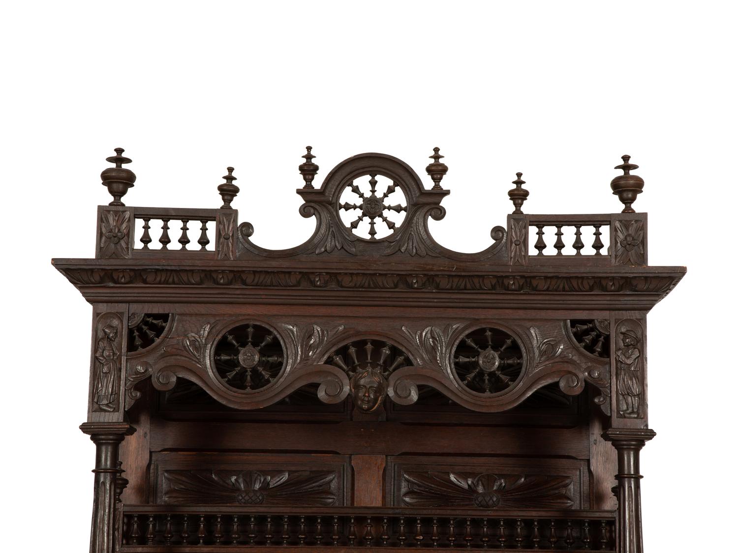 A French Breton Carved Oak Sideboard Cabinet