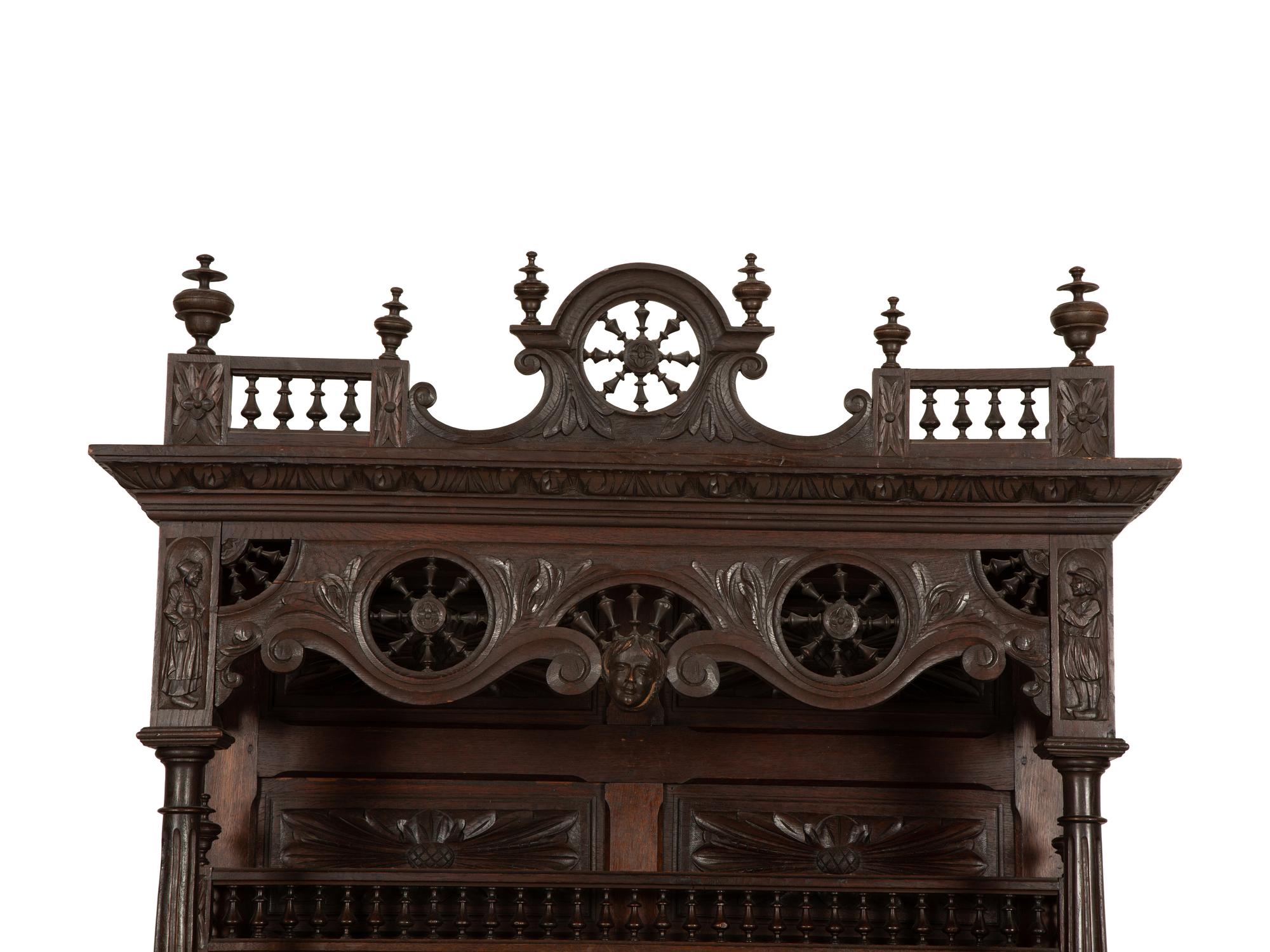 A French Breton Carved Oak Sideboard Cabinet