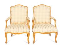 A Pair of J. Robert Scott Louis XV Style Beechwood Fauteuils