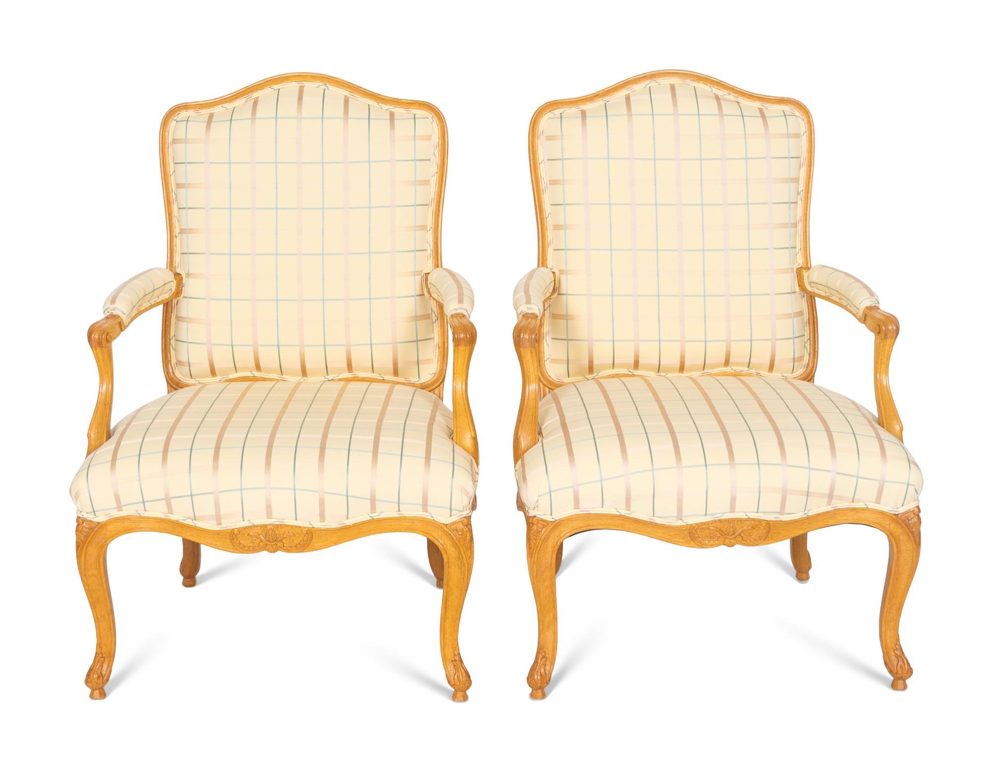 A Pair of J. Robert Scott Louis XV Style Beechwood Fauteuils