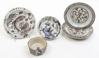 A Group of Porcelain and Ceramic Articles Diameter of first 7 1/2 inches.
