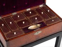 An English Rosewood and Burl Yew Wood Ten-Compartment Tea Caddy