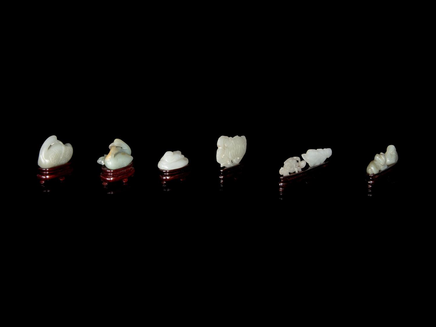Eight Chinese Carved Jade Figures of Animals