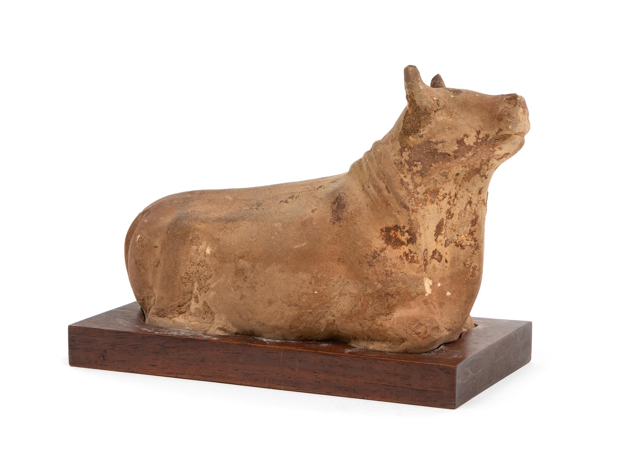 A Chinese Pottery Figure of a Buffalo Length 6 inches.