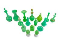 A Collection of Sixteen Green Opaline Glass Items — 19TH CENTURY