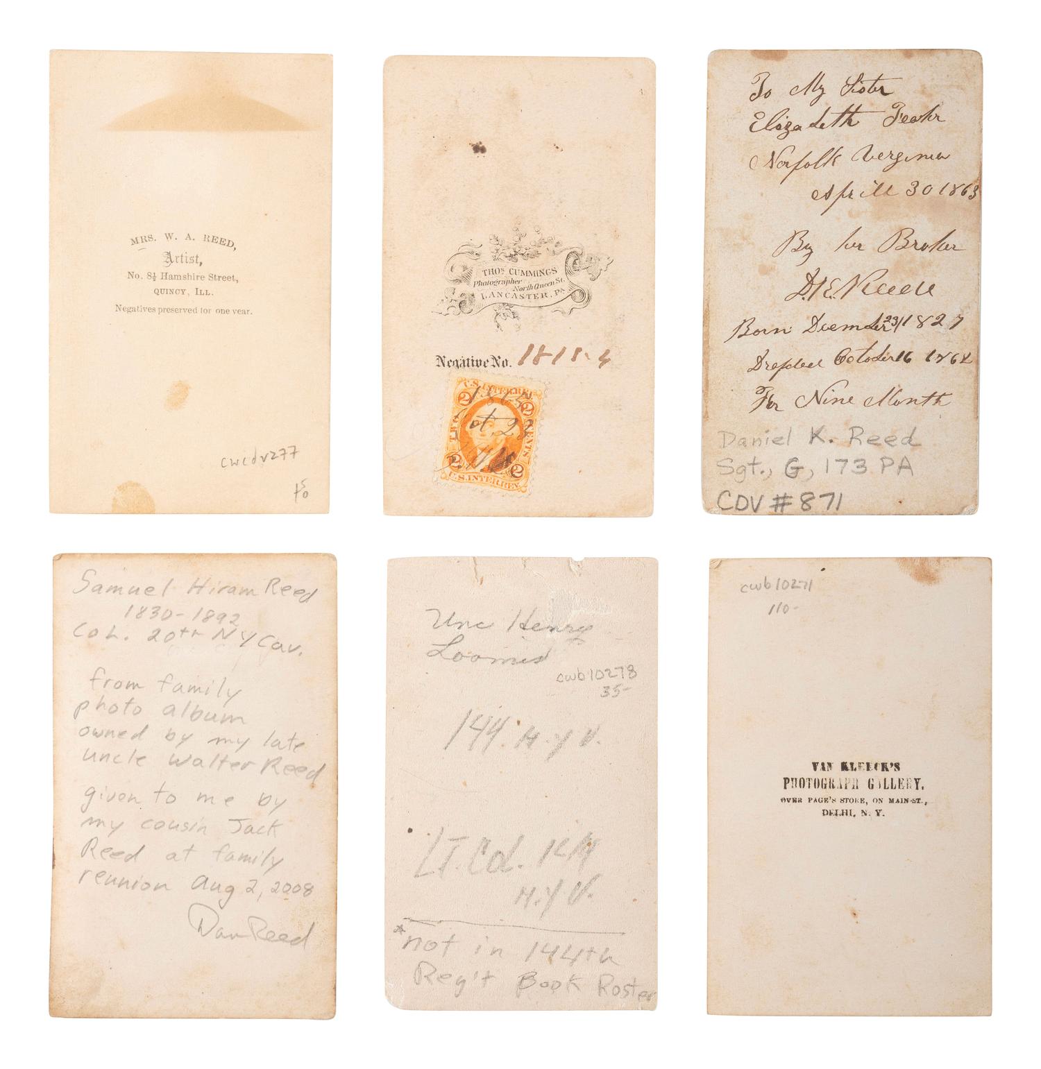 [CIVIL WAR]. A group of 27 CDVs of Union soldiers, many identified subjects from the 144th New York Infantry.