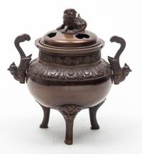 A Small Bronze Tripod Censer Height 5 3/4 inches.