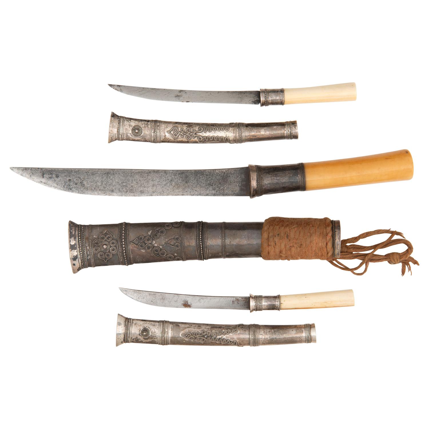 Lot of 3 Burmese Dha Daggers