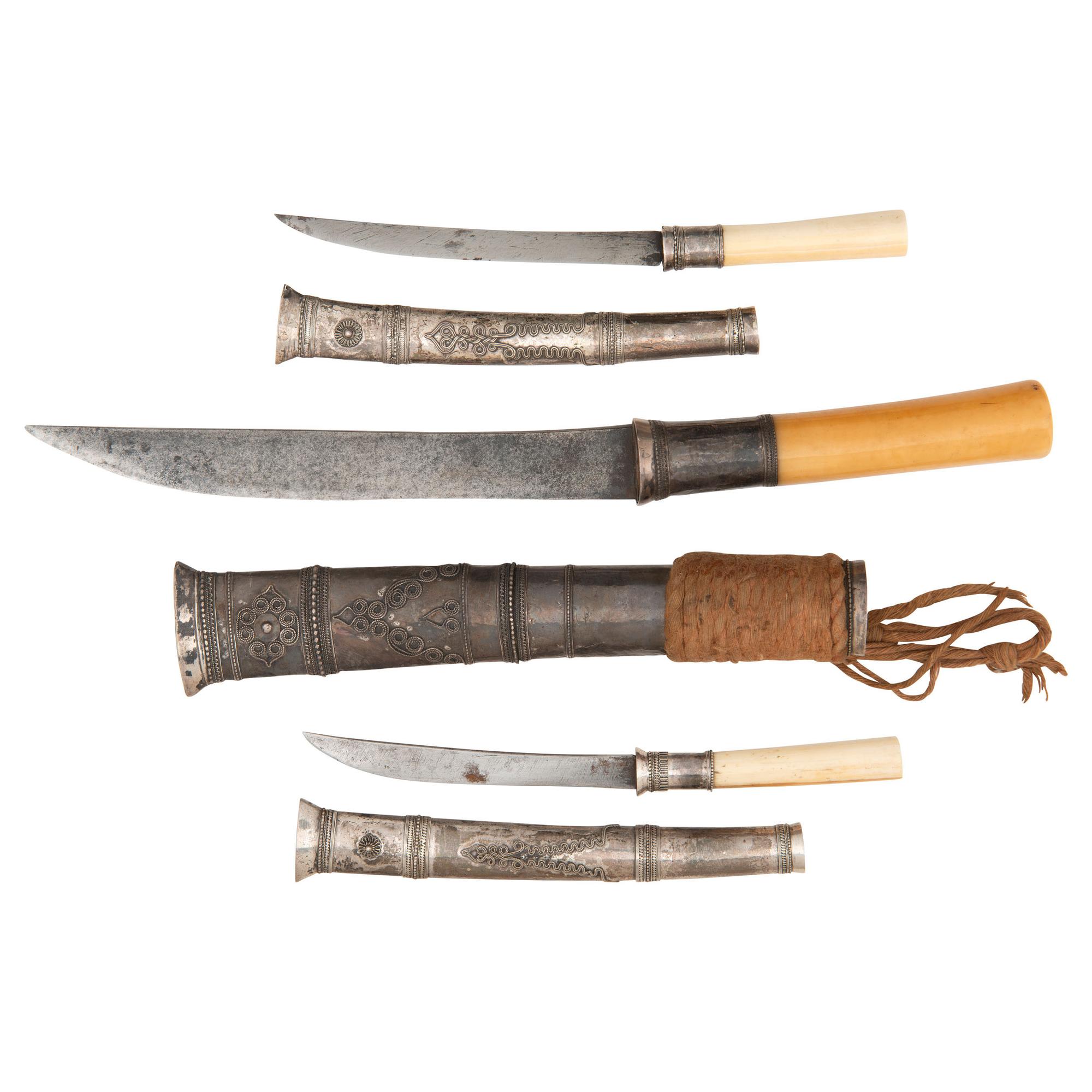 Lot of 3 Burmese Dha Daggers