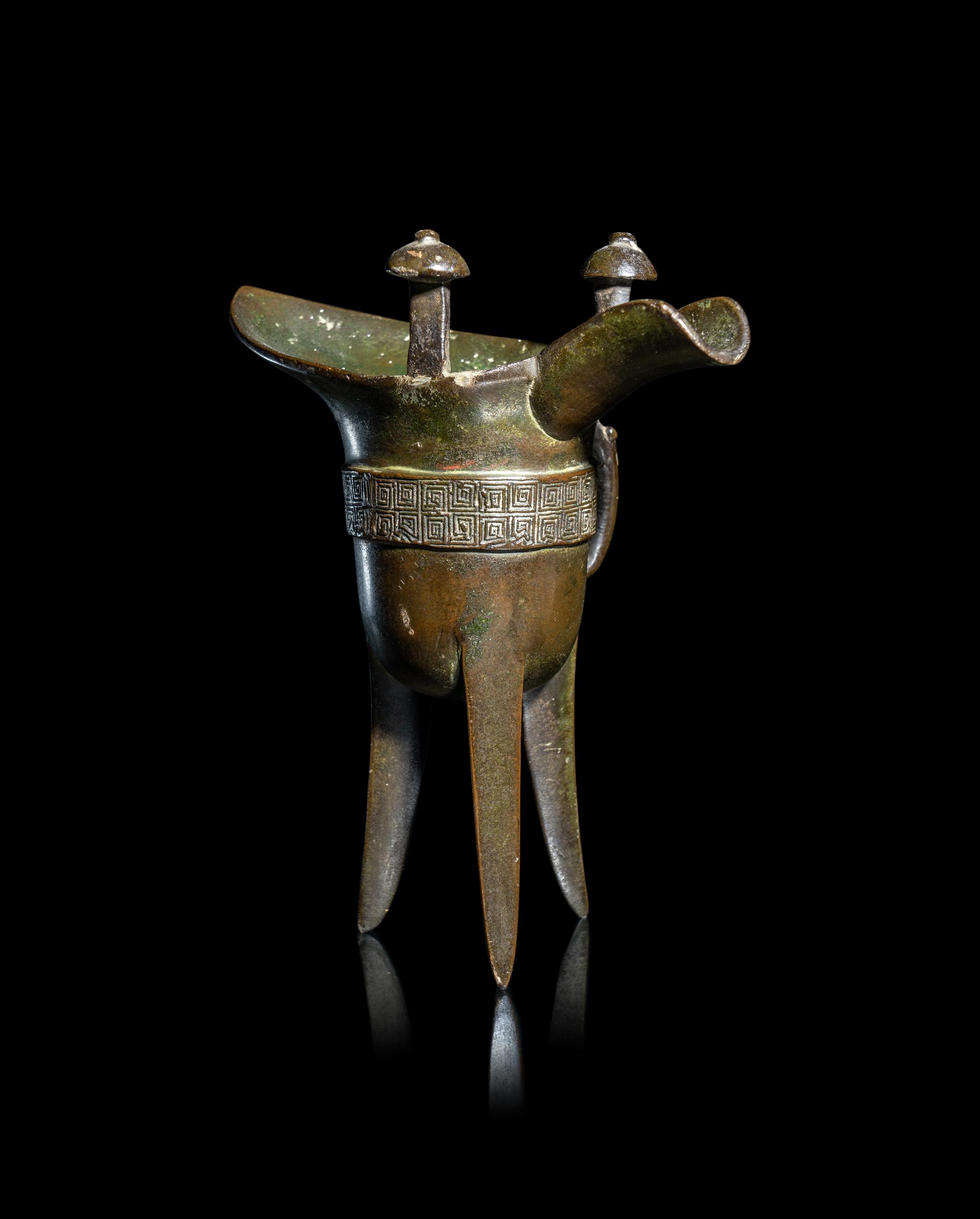 A Chinese Bronze Jue Cup