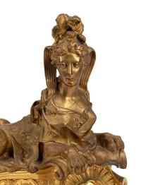 A Pair of French Gilt Bronze Sphinx-Form Chenets