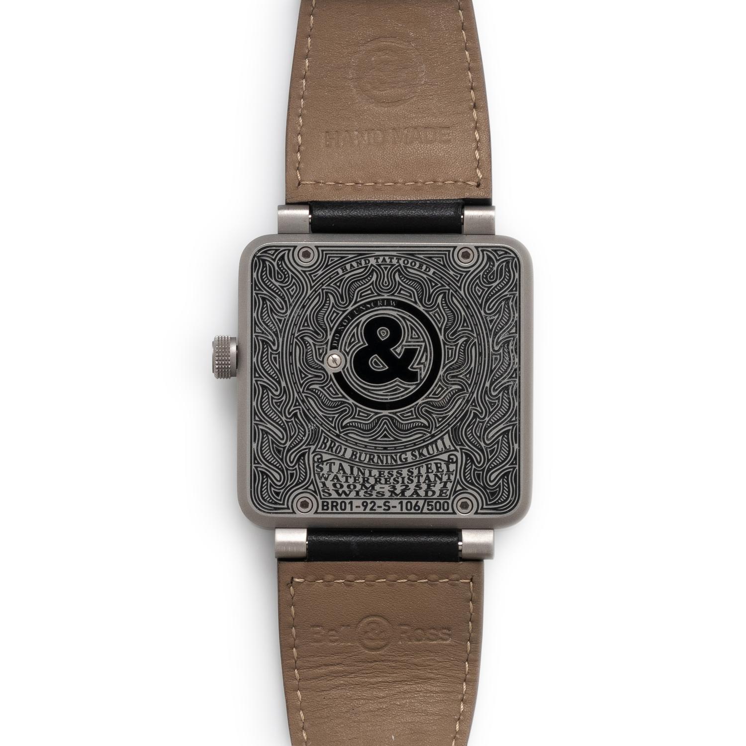 BELL & ROSS, STAINLESS STEEL 'BR 01-92 BURNING SKULL' WATCH